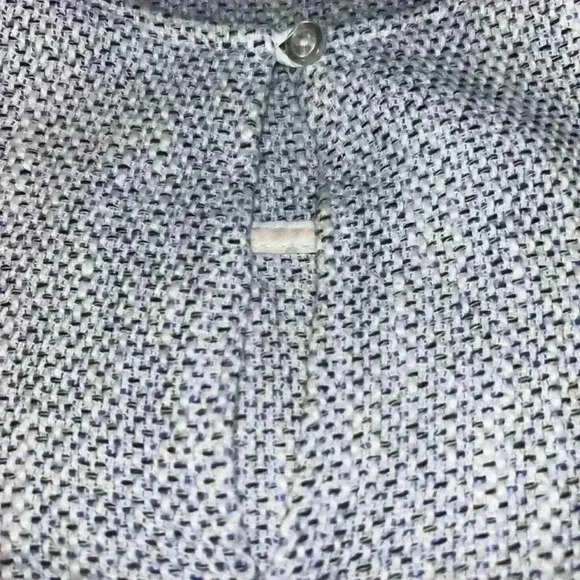 Anthropologie Drew Sleeveless Top Size XS Blue White Tweed Blouse Fringe Hem USA - Picture 3 of 6